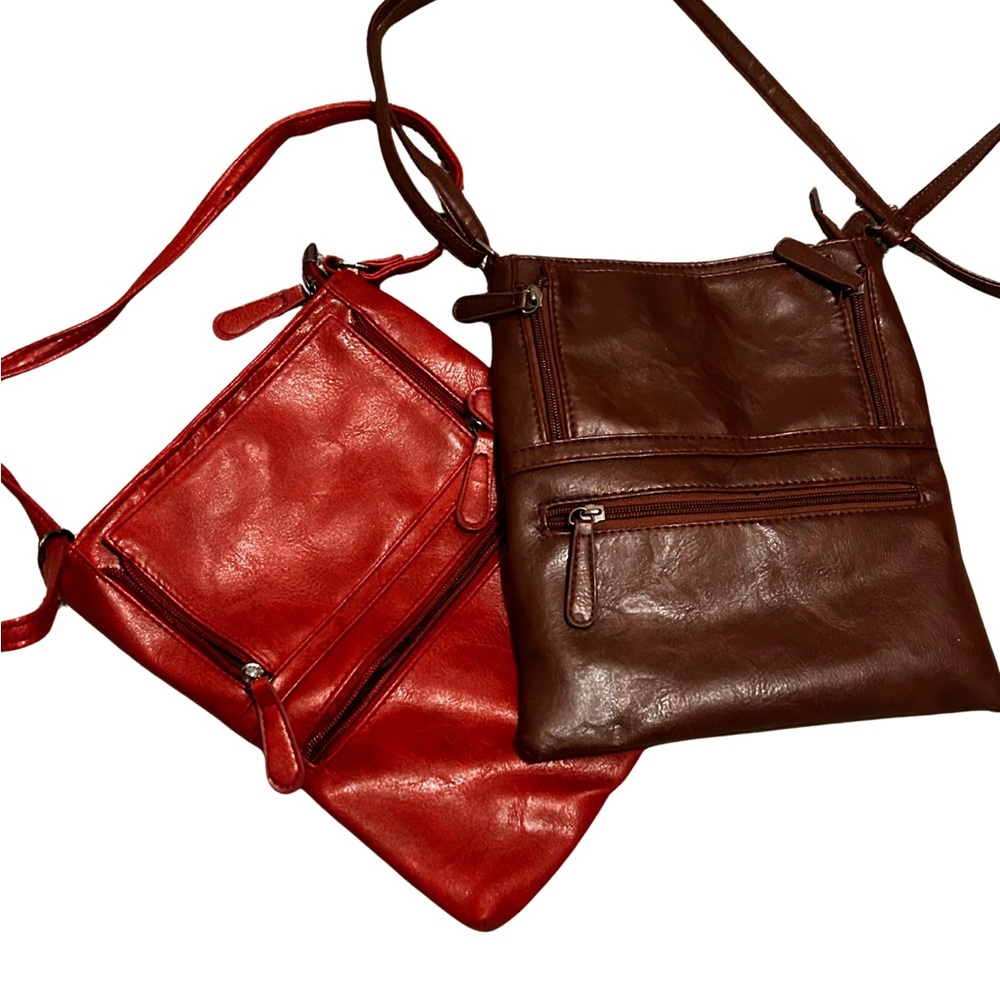 Set of 2 Crossbody Bags Faux Leather